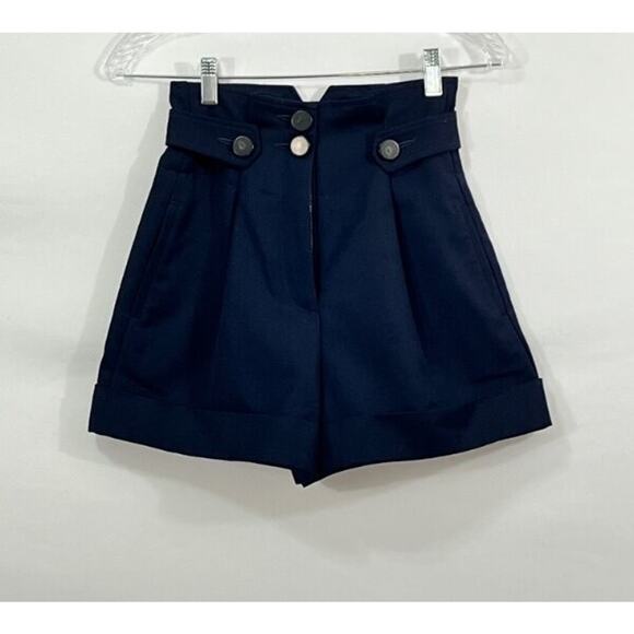 SEZANE Sz 34 2 Aristote Short Marine Navy Blue NWT Wool Blend Dressy - Picture 6 of 8